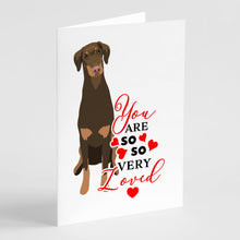 Load image into Gallery viewer, Doberman Pinscher Red and Rust Natural Ears #2 so Loved Greeting Cards -  Blank Note Cards – 8-Pack of Artist-Designed Cards with Envelopes