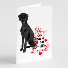 Load image into Gallery viewer, Doodle Black and Tan so Loved Greeting Cards -  Blank Note Cards – 8-Pack of Artist-Designed Cards with Envelopes