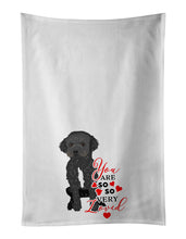 Load image into Gallery viewer, Doodle Black and White #1 so Loved White Kitchen Towel Set of 2