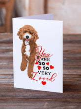 Load image into Gallery viewer, Doodle Red and White so Loved Greeting Cards -  Blank Note Cards – 8-Pack of Artist-Designed Cards with Envelopes
