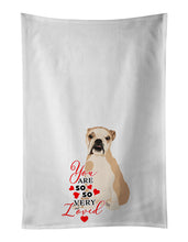 Load image into Gallery viewer, English Bulldog Fawn Puppy so Loved White Kitchen Towel Set of 2