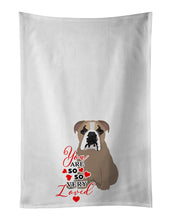 Load image into Gallery viewer, English Bulldog Lilac Tricolor so Loved White Kitchen Towel Set of 2
