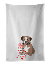 Load image into Gallery viewer, English Bulldog Tricolor #4 so Loved White Kitchen Towel Set of 2