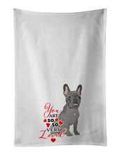 Load image into Gallery viewer, French Bulldog Blue so Loved White Kitchen Towel Set of 2