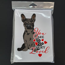 Load image into Gallery viewer, French Bulldog Chocolate so Loved Greeting Cards -  Blank Note Cards – 8-Pack of Artist-Designed Cards with Envelopes
