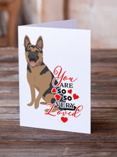 Load image into Gallery viewer, German Shepherd Red and Black so Loved Greeting Cards -  Blank Note Cards – 8-Pack of Artist-Designed Cards with Envelopes