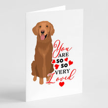 Load image into Gallery viewer, Golden Retriever Red #1 so Loved Greeting Cards -  Blank Note Cards – 8-Pack of Artist-Designed Cards with Envelopes