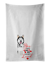 Load image into Gallery viewer, Siberian Husky Black and White #1 so Loved White Kitchen Towel Set of 2