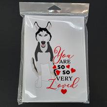 Load image into Gallery viewer, Siberian Husky Black and White #3 so Loved Greeting Cards -  Blank Note Cards – 8-Pack of Artist-Designed Cards with Envelopes