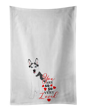 Load image into Gallery viewer, Siberian Husky Puppy so Loved White Kitchen Towel Set of 2