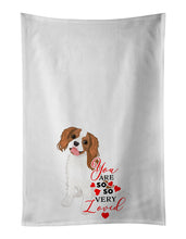 Load image into Gallery viewer, Cavalier King Charles Spaniel Blenheim #2 so Loved White Kitchen Towel Set of 2