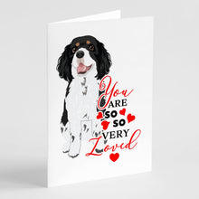 Load image into Gallery viewer, Cavalier King Charles Spaniel Tricolor #2 so Loved Greeting Cards -  Blank Note Cards – 8-Pack of Artist-Designed Cards with Envelopes