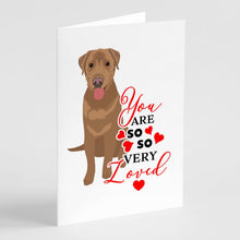 Load image into Gallery viewer, Labrador Retriever Red so Loved Greeting Cards -  Blank Note Cards – 8-Pack of Artist-Designed Cards with Envelopes
