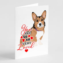 Load image into Gallery viewer, Pembroke Welsh Corgi Sable and White so Loved Greeting Cards -  Blank Note Cards – 8-Pack of Artist-Designed Cards with Envelopes