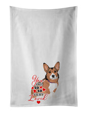 Load image into Gallery viewer, Pembroke Welsh Corgi Sable and White so Loved White Kitchen Towel Set of 2