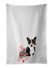 Load image into Gallery viewer, Pembroke Welsh Corgi Tricolor Black-Headed #1 so Loved White Kitchen Towel Set of 2