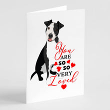 Load image into Gallery viewer, Pit Bull Black #2 so Loved Greeting Cards -  Blank Note Cards – 8-Pack of Artist-Designed Cards with Envelopes