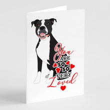 Load image into Gallery viewer, Pit Bull Black #3 so Loved Greeting Cards -  Blank Note Cards – 8-Pack of Artist-Designed Cards with Envelopes