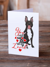 Load image into Gallery viewer, Pit Bull Black #4 so Loved Greeting Cards -  Blank Note Cards – 8-Pack of Artist-Designed Cards with Envelopes