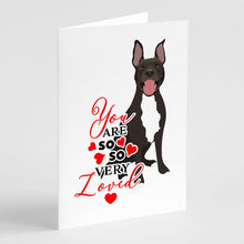 Load image into Gallery viewer, Pit Bull Black #4 so Loved Greeting Cards -  Blank Note Cards – 8-Pack of Artist-Designed Cards with Envelopes