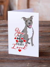 Load image into Gallery viewer, Pit Bull Blue #1 so Loved Greeting Cards -  Blank Note Cards – 8-Pack of Artist-Designed Cards with Envelopes