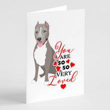 Load image into Gallery viewer, Pit Bull Blue #5 so Loved Greeting Cards -  Blank Note Cards – 8-Pack of Artist-Designed Cards with Envelopes