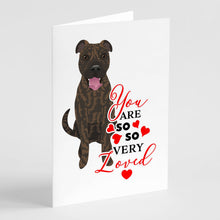 Load image into Gallery viewer, Pit Bull Brindle #1 so Loved Greeting Cards -  Blank Note Cards – 8-Pack of Artist-Designed Cards with Envelopes