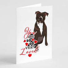 Load image into Gallery viewer, Pit Bull Brindle #2 so Loved Greeting Cards -  Blank Note Cards – 8-Pack of Artist-Designed Cards with Envelopes