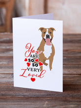 Load image into Gallery viewer, Pit Bull Fawn #2 so Loved Greeting Cards -  Blank Note Cards – 8-Pack of Artist-Designed Cards with Envelopes