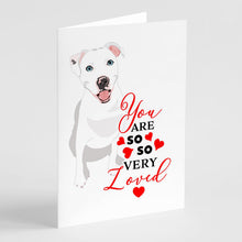 Load image into Gallery viewer, Pit Bull White #1 so Loved Greeting Cards -  Blank Note Cards – 8-Pack of Artist-Designed Cards with Envelopes