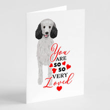 Load image into Gallery viewer, Poodle Standard Silver so Loved Greeting Cards -  Blank Note Cards – 8-Pack of Artist-Designed Cards with Envelopes