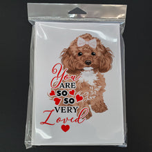 Load image into Gallery viewer, Poodle Toy Red so Loved Greeting Cards -  Blank Note Cards – 8-Pack of Artist-Designed Cards with Envelopes