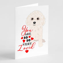 Load image into Gallery viewer, Poodle Toy White so Loved Greeting Cards -  Blank Note Cards – 8-Pack of Artist-Designed Cards with Envelopes