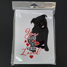 Load image into Gallery viewer, Pug Black #1 so Loved Greeting Cards -  Blank Note Cards – 8-Pack of Artist-Designed Cards with Envelopes