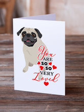 Load image into Gallery viewer, Pug Fawn #2 so Loved Greeting Cards -  Blank Note Cards – 8-Pack of Artist-Designed Cards with Envelopes