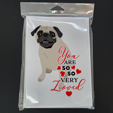 Load image into Gallery viewer, Pug Fawn #2 so Loved Greeting Cards -  Blank Note Cards – 8-Pack of Artist-Designed Cards with Envelopes