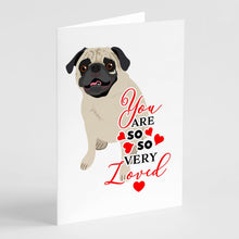 Load image into Gallery viewer, Pug Fawn #2 so Loved Greeting Cards -  Blank Note Cards – 8-Pack of Artist-Designed Cards with Envelopes