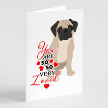 Load image into Gallery viewer, Pug Fawn #3 so Loved Greeting Cards -  Blank Note Cards – 8-Pack of Artist-Designed Cards with Envelopes