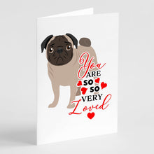 Load image into Gallery viewer, Pug Fawn #4 so Loved Greeting Cards -  Blank Note Cards – 8-Pack of Artist-Designed Cards with Envelopes