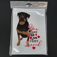 Load image into Gallery viewer, Rottweiler Black and Mahogany so Loved Greeting Cards -  Blank Note Cards – 8-Pack of Artist-Designed Cards with Envelopes