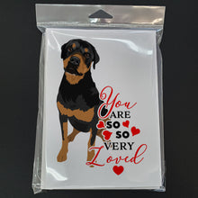 Load image into Gallery viewer, Rottweiler Black and Rust so Loved Greeting Cards -  Blank Note Cards – 8-Pack of Artist-Designed Cards with Envelopes