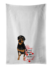 Load image into Gallery viewer, Rottweiler Black and Rust so Loved White Kitchen Towel Set of 2