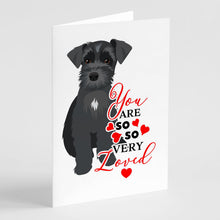 Load image into Gallery viewer, Schnauzer Black #1 so Loved Greeting Cards -  Blank Note Cards – 8-Pack of Artist-Designed Cards with Envelopes