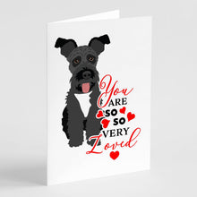 Load image into Gallery viewer, Schnauzer Black #3 so Loved Greeting Cards -  Blank Note Cards – 8-Pack of Artist-Designed Cards with Envelopes