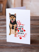 Load image into Gallery viewer, Shiba Inu Black and Tan so Loved Greeting Cards -  Blank Note Cards – 8-Pack of Artist-Designed Cards with Envelopes