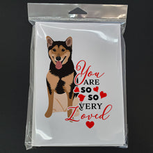 Load image into Gallery viewer, Shiba Inu Black and Tan so Loved Greeting Cards -  Blank Note Cards – 8-Pack of Artist-Designed Cards with Envelopes