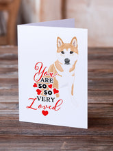 Load image into Gallery viewer, Shiba Inu Red #2 so Loved Greeting Cards -  Blank Note Cards – 8-Pack of Artist-Designed Cards with Envelopes