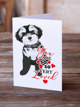 Load image into Gallery viewer, Shih-Tzu Black and White #2 so Loved Greeting Cards -  Blank Note Cards – 8-Pack of Artist-Designed Cards with Envelopes