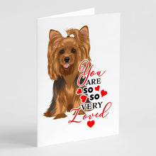 Load image into Gallery viewer, Yorkie Black and Gold #1 so Loved Greeting Cards -  Blank Note Cards – 8-Pack of Artist-Designed Cards with Envelopes