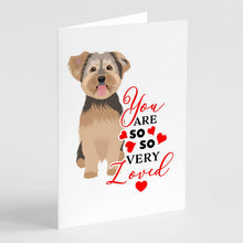 Load image into Gallery viewer, Yorkie Chocolate #2 so Loved Greeting Cards -  Blank Note Cards – 8-Pack of Artist-Designed Cards with Envelopes